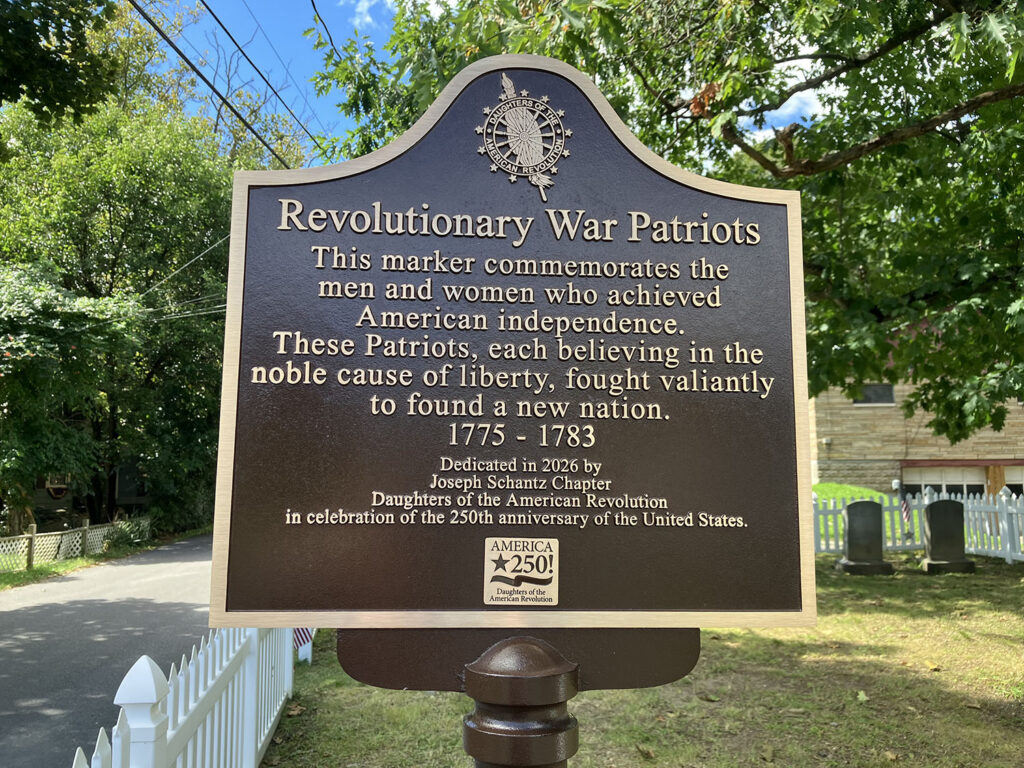 Plaque installed by the Joseph Schantz Chapter of the DAR